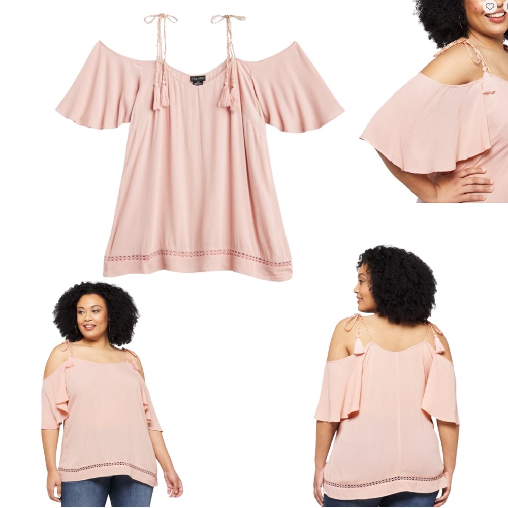 City Chic Blush Pink Off-Shoulder Blouse